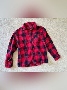 Primark Red and Black Plaid Button-Down Shirt